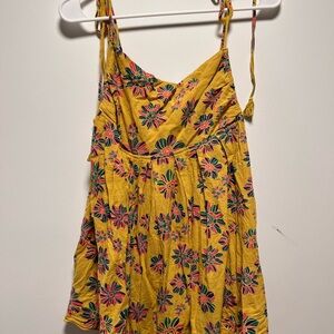 Free People Vibrant Yellow Floral Tunic